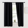 Nicetown Black 100% Blackout Lined Curtains, 2 Thick Layers Completely Blackout Rod Pocket Thermal Insulated Drapes For Kitchen/