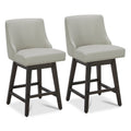 Chita Counter Height Swivel Barstools, Fsc Certified 26' H Seat Height Upholstered Bar Stools Set Of 2, Faux Leather In Creamy Grey