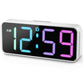 Peakeep Small Digital Alarm Clock Plug in, Tiny RGB Colorful Changing Large Display for Bedrooms Bedside Travel, Dimmable 6 Brig