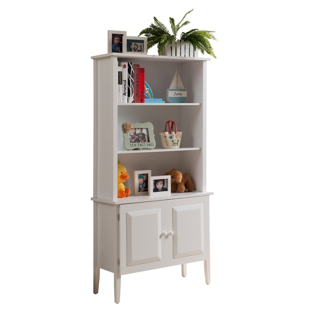 Pilaster Designs - White Finish Wood Bookcase with Doors