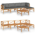 vidaXL Patio Lounge Set 7 Piece, Patio Furniture Set for Outdoor, Sectional Sofa with Gray Cushions, Corner Sofa, Retro Style, Solid Teak Wood