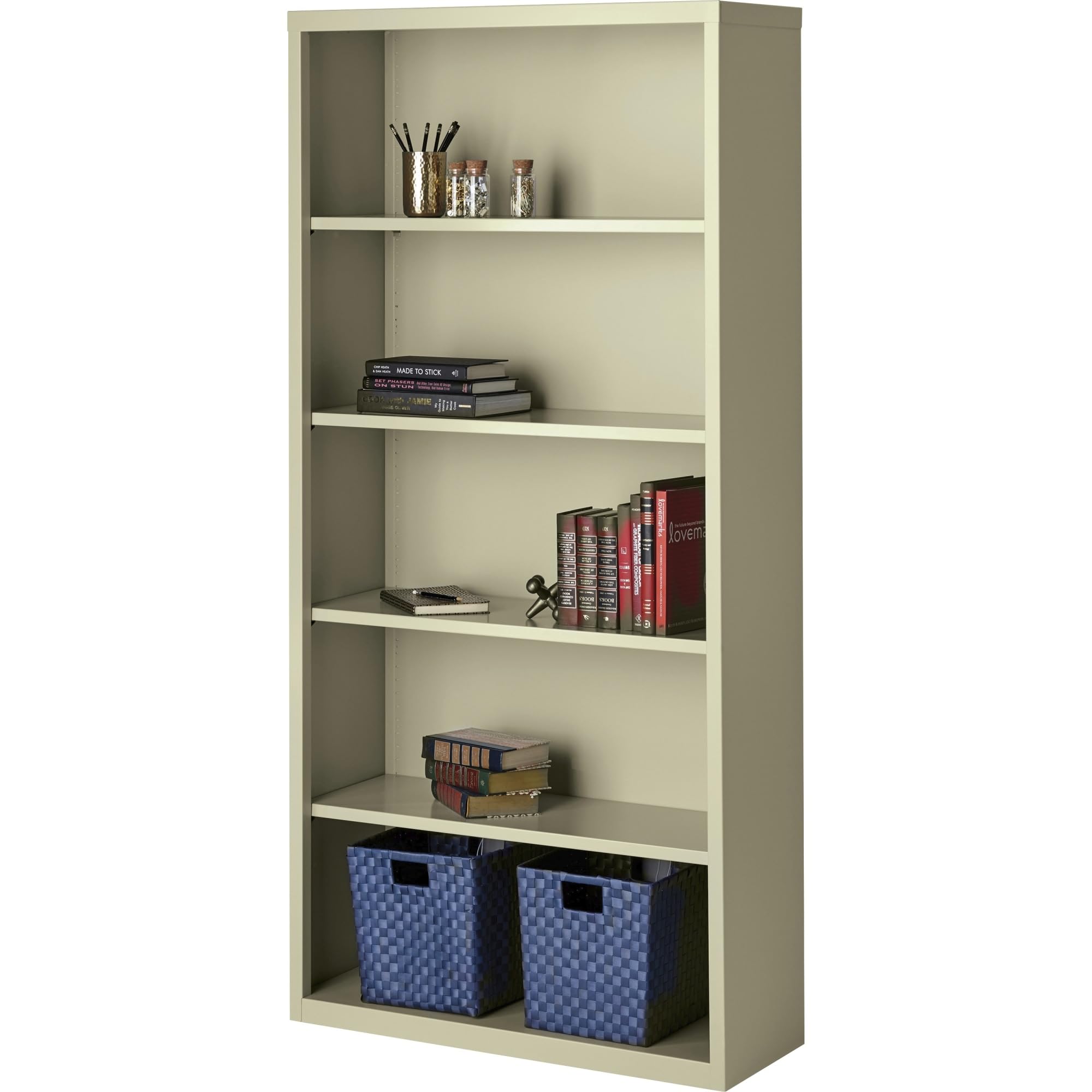 Lorell Llr41290 Fortress Series Steel Putty Book Case, 34.5&quot; X 13&quot; X 72&quot;