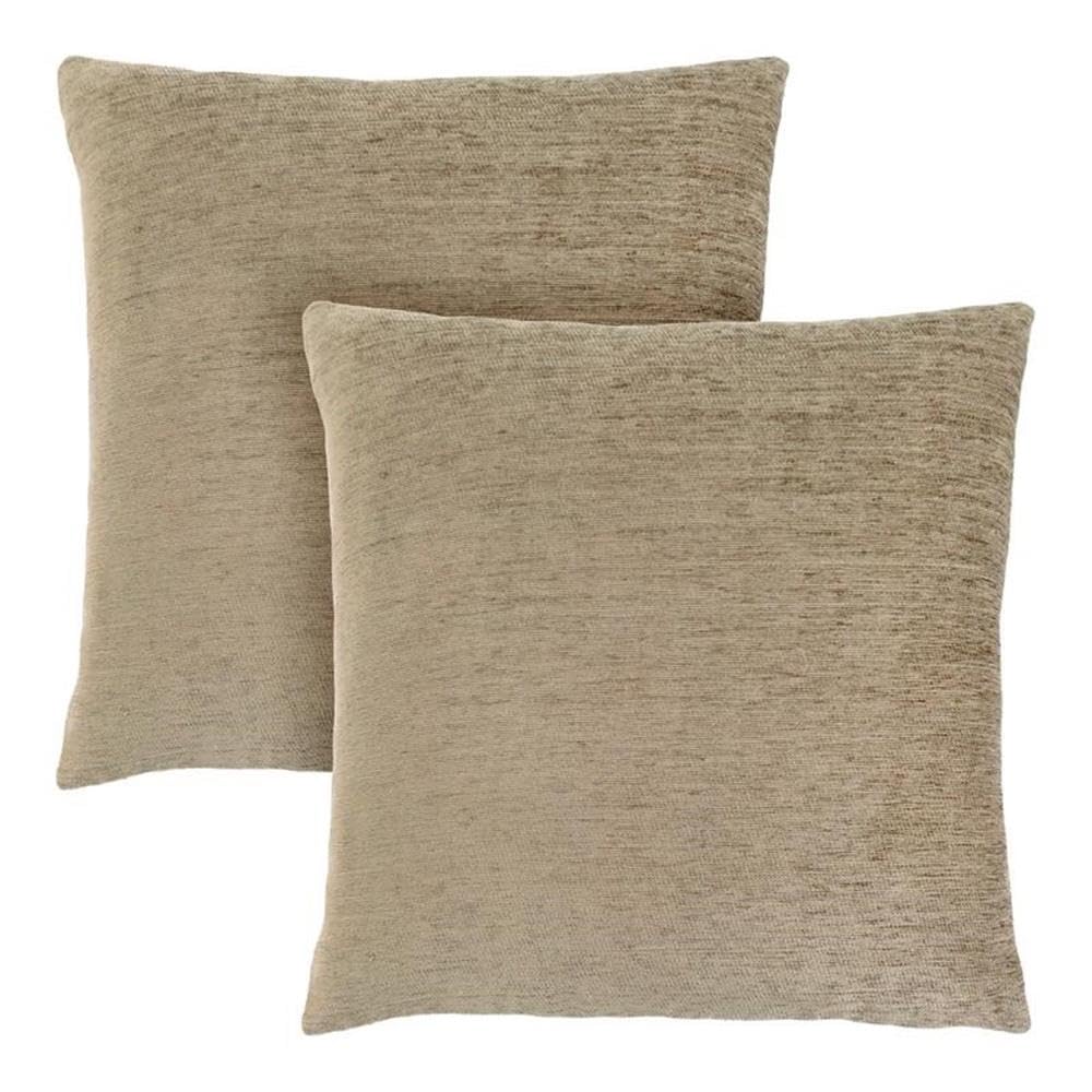 Monarch Specialties I 9297 Pillows, Set of 2, 18 X 18 Square, Insert Included, Decorative Throw, Accent, Sofa, Couch, Bedroom, Polyester, Hypoallergenic, Beige