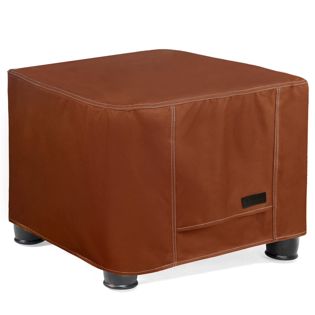 Nettypro Waterproof Ottoman Cover Square 20 X 20 Inch Outdoor Patio Furniture Ottoman Table Cover, Brown
