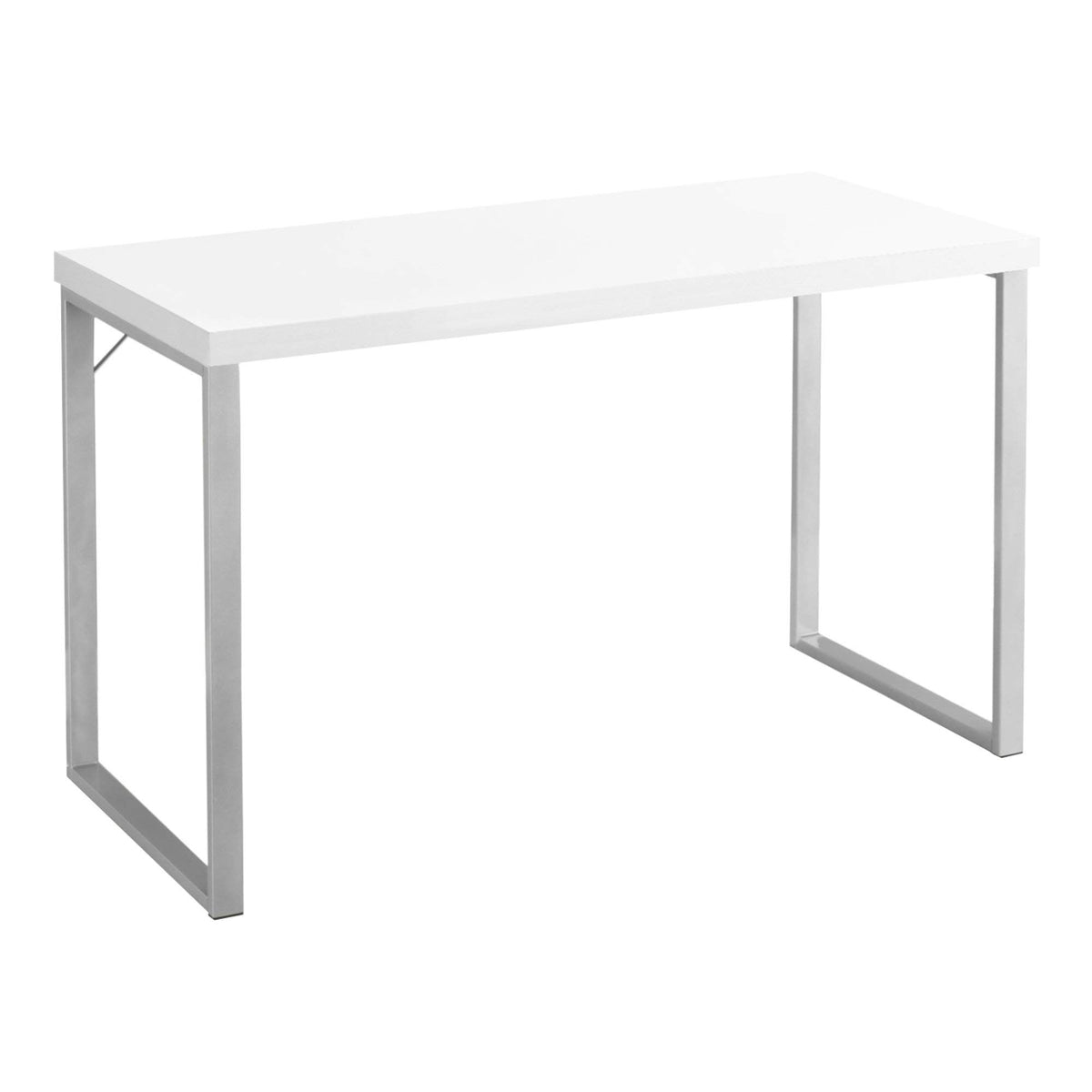 HomeRoots White,Silver Particle Board,Hollow-CORE, Laminate, MDF, Metal Computer Desk - 48' L/White/Silver Metal