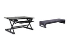 Rocelco 40" Large Height Adjustable Standing Desk Converter with Dual Monitor Stand BUNDLE - Quick Sit Stand Up Computer Workstation Riser - Retractable Keyboard Tray - Black (R DADRB-40-DMS)