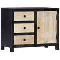 vidaXL Solid Wood Mango Side Cabinet Hand Carved Robust Home Living Room Bedroom Stand Sideboard Organizer Gray 29.5"