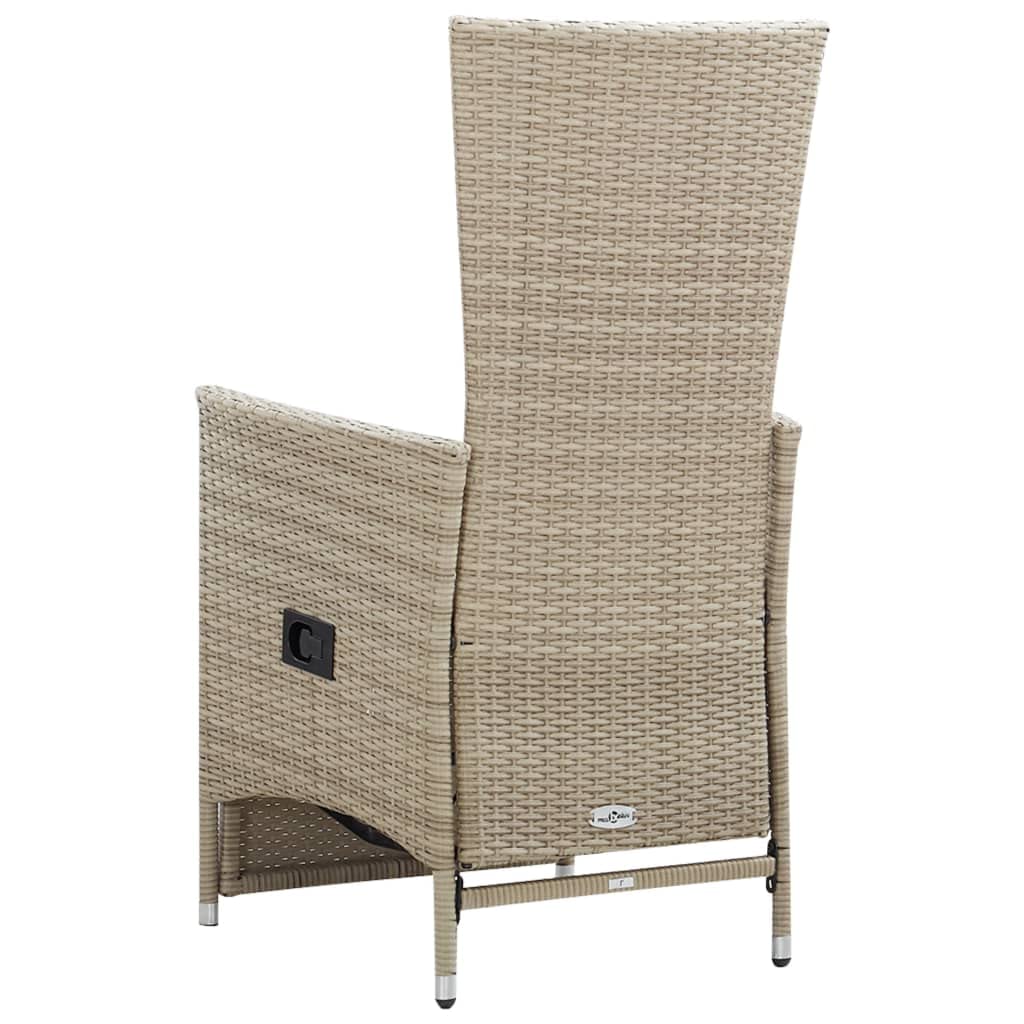 Reclining Patio Chairs 2 pcs with Cushions Poly Rattan Beige