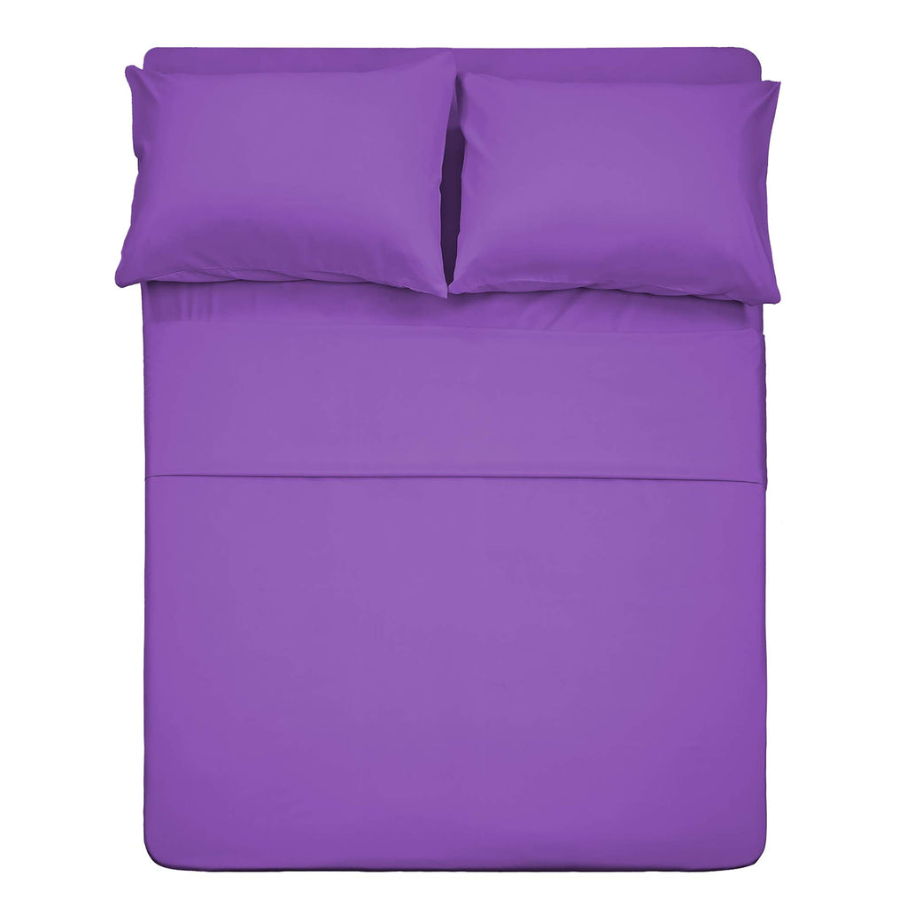 4 Piece Bed Sheet Set (Queen,Violet) 1 Flat Sheet,1 Fitted Sheet And 2 Pillow Cases,Brushed Microfiber Luxury Bedding With Deep Pockets
