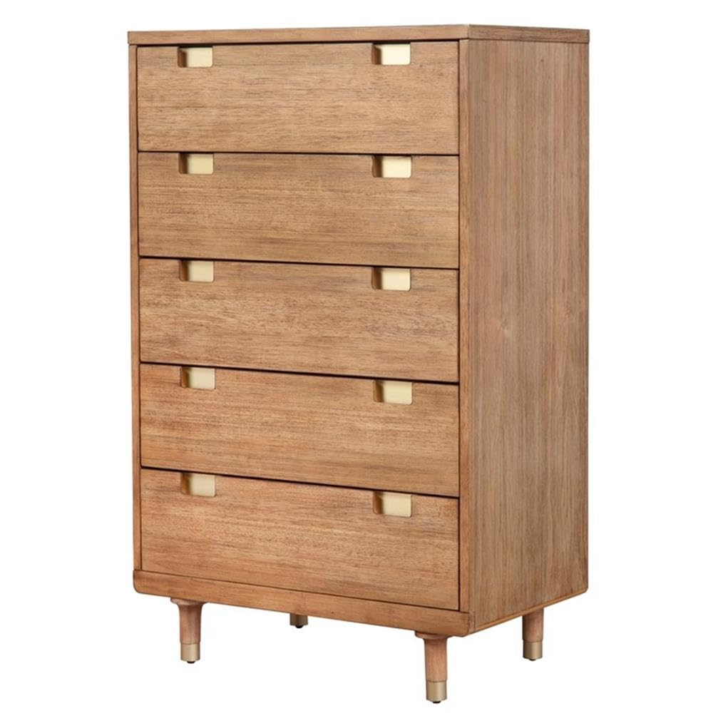 Alpine Furniture Easton 5-Drawer Mahogany And Veneer Chest, Sand