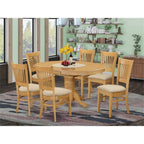 East West Furniture AVVA7-OAK-C 7 Piece Dining Table Set Consist of an Oval Dining Room Table with Butterfly Leaf and 6 Linen Fabric Upholstered Chairs, 42x60 Inch, Oak