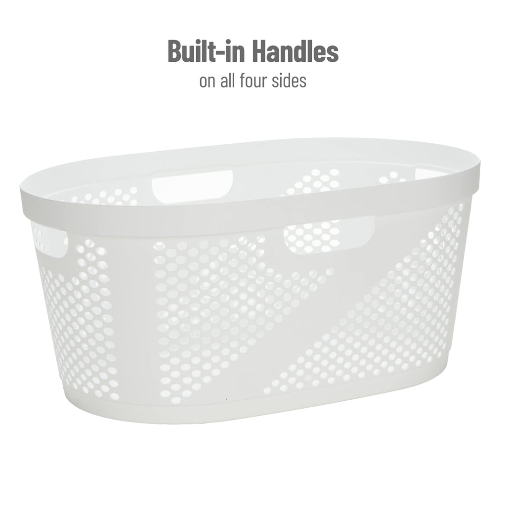 Mind Reader 40L Laundry Basket, Clothes Hamper, Ventilated, Plastic, 23''L X 14.5''W X 10.5''H, Set Of 2, White