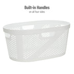 Mind Reader 40L Laundry Basket, Clothes Hamper, Ventilated, Plastic, 23''L X 14.5''W X 10.5''H, Set Of 2, White