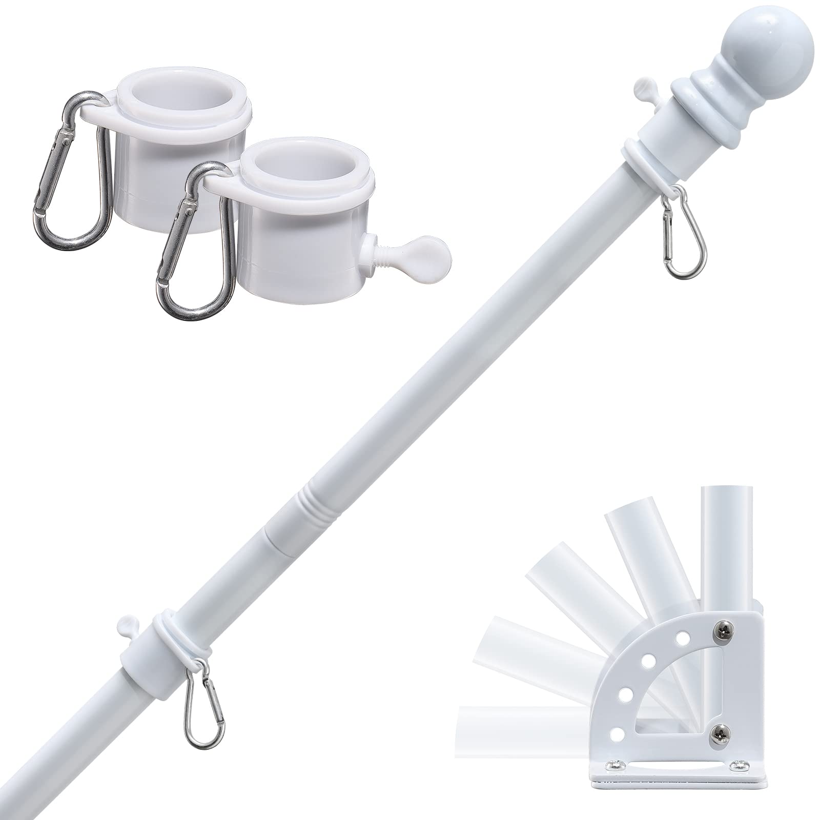 Flag Pole For House,5Ft Outside House White Flag Pole Kit With Flagpole Holder For Outdoor House Porch Garage Rv Boat,Heavy Duty