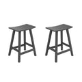 Costaelm All-Weather Bar Stools Set Of 2, 24' Height Outdoor Bar Stools, Adirondack Poly Patio Bar Stool For Patio, Deck, Kitchen Counter And Garden, Gray