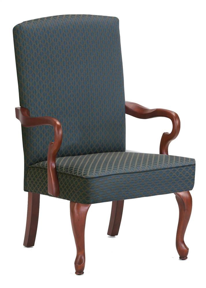 Comfort Pointe Derby Green Jacquard Fabric Solid Wood Gooseneck Arm Chair