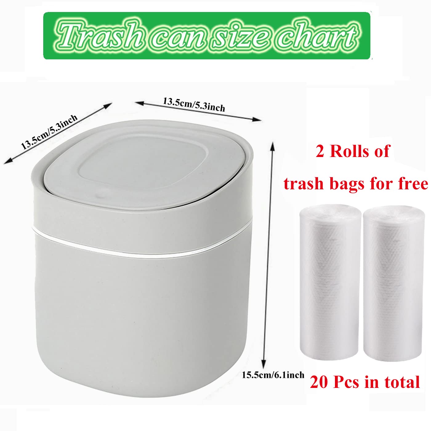 Plastic Mini Trash Can With Lid - 2 L Pop Up Wastebasket For Bathroom Vanity, Desktop, Tabletop Or Coffee Table - Dispose Of Cot