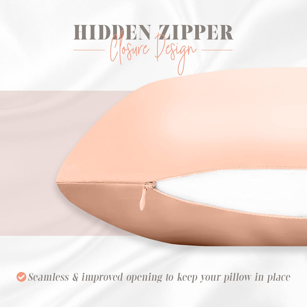 Elegant Comfort Silky And Luxurious 2-Piece Satin Pillowcase Set For Healthier Skin And Hair, Hidden Zipper Closure And Beautifully Packaged, Satin Pillowcase Set, Standard/Queen, Dusty Rose