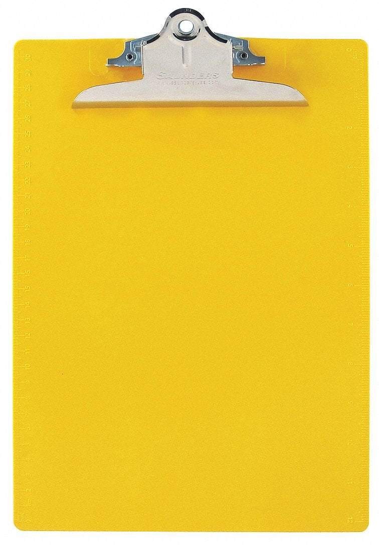 Saunders Recycled Plastic Clipboard, 1' Capacity, Holds 8 1/2 X 12, Yellow (Case Of 12)