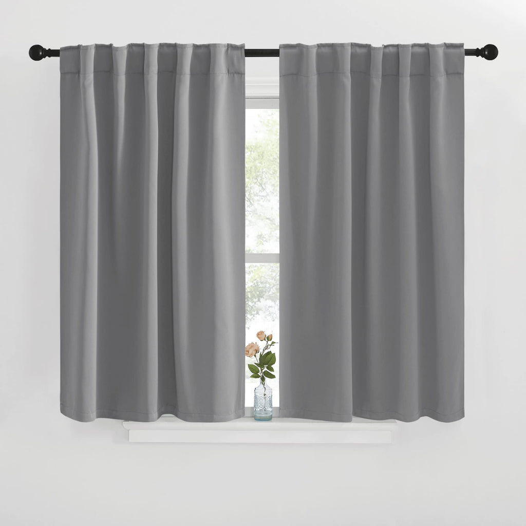 Nicetown Blackout Curtain Panels For Living Room - (Silver Grey Color) 42X40 Inch, 2 Panels Set, Room Darkening Blackout Drapes For Window