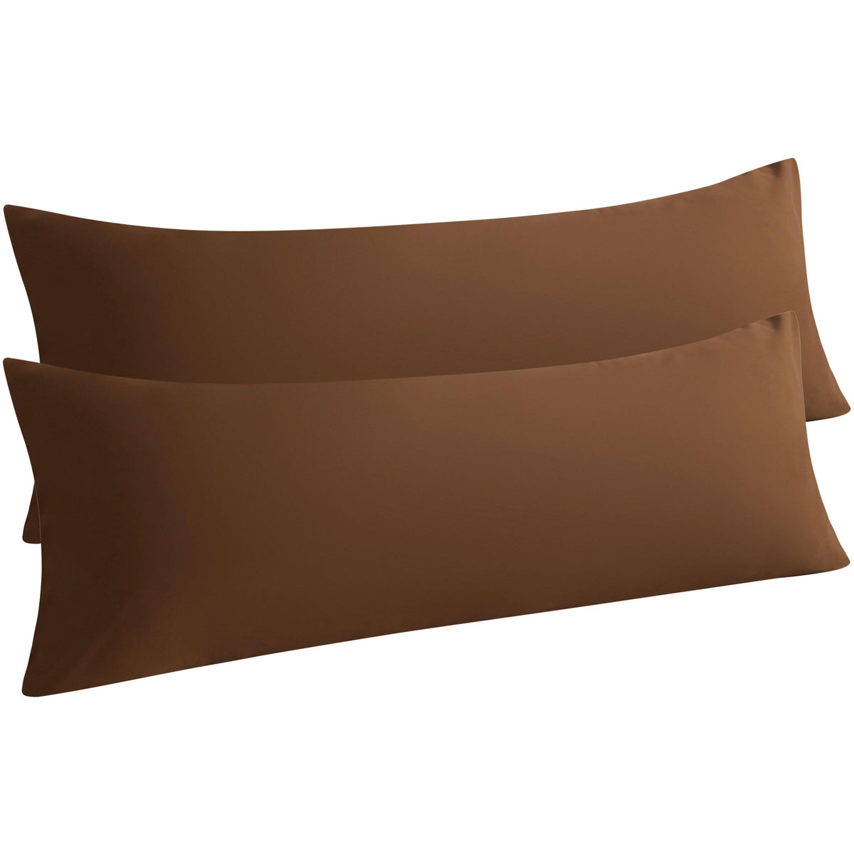 Ntbay 2 Pack Body Pillowcase, 20X54 Inches, Microfiber, Brown, Wrinkle-Free, Fade-Resistant, Envelope Closure, Machine Washable