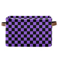 Emelivor Checkerboard Black Purple Plaid Storage Basket Bins Collapsible Storage Bins with Handles Laundry Baskets for Bedroom O