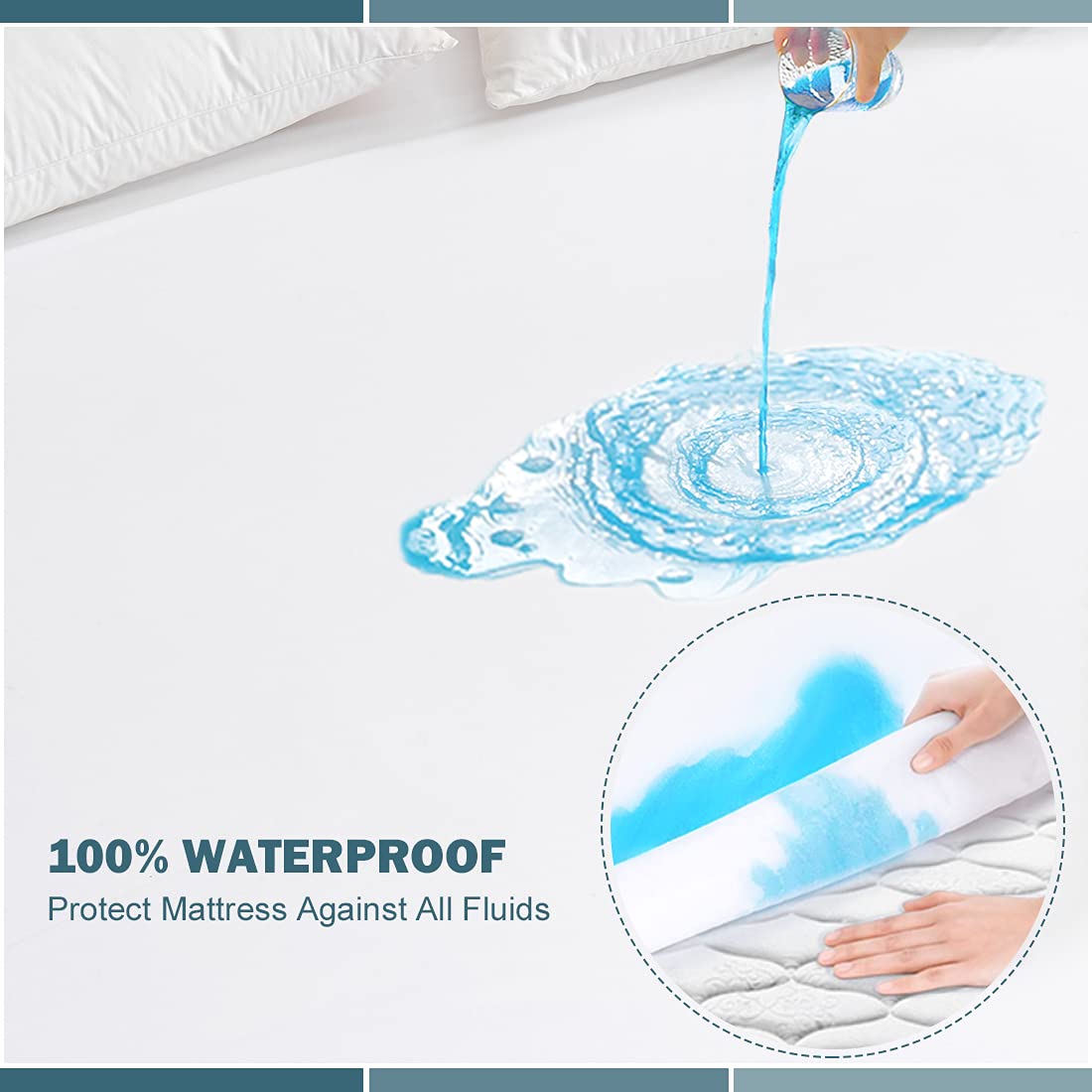 2 Pack Cal King Waterproof Mattress Protector Deep Pocket Mattress Cover, Soft Breathable Mattress Pad, Fitted Noiseless Waterproof Bed Cover Stretch To 25'