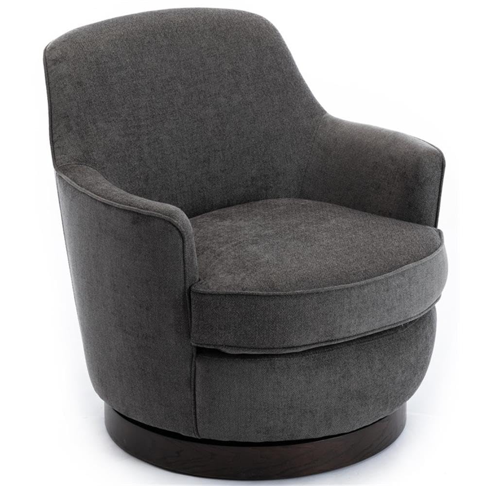 Comfort Pointe Reese Charcoal Fabric Wood Base Swivel Accent Chair