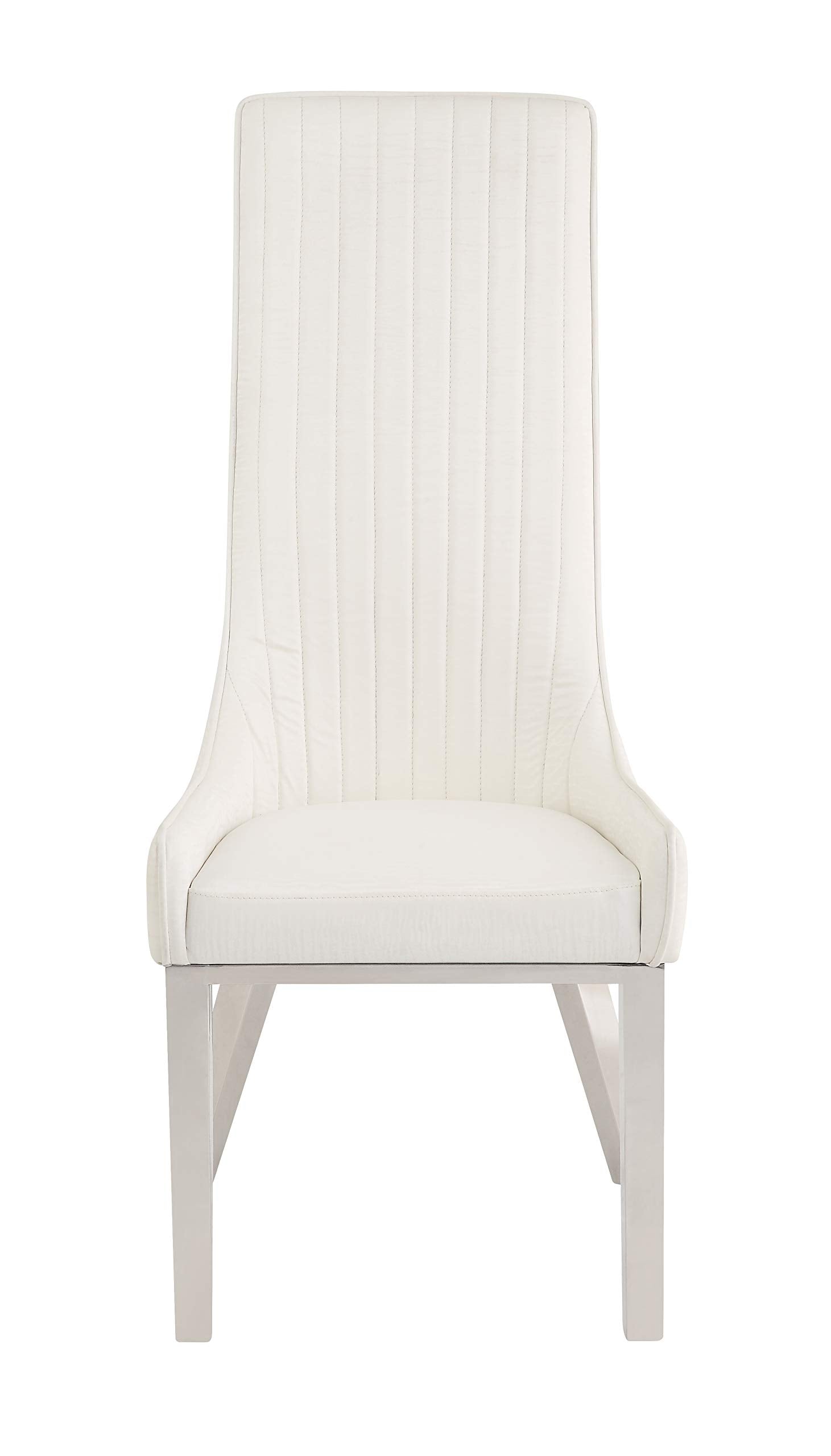 Acme Furniture Set of 2 PU Upholstered Dining Chairs, Ivory