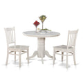 East West Furniture SHGR3-WHI-W 3 Piece Dining Room Table Set Contains a Round Kitchen Table with Pedestal and 2 Dining Chairs, 42x42 Inch, Linen White