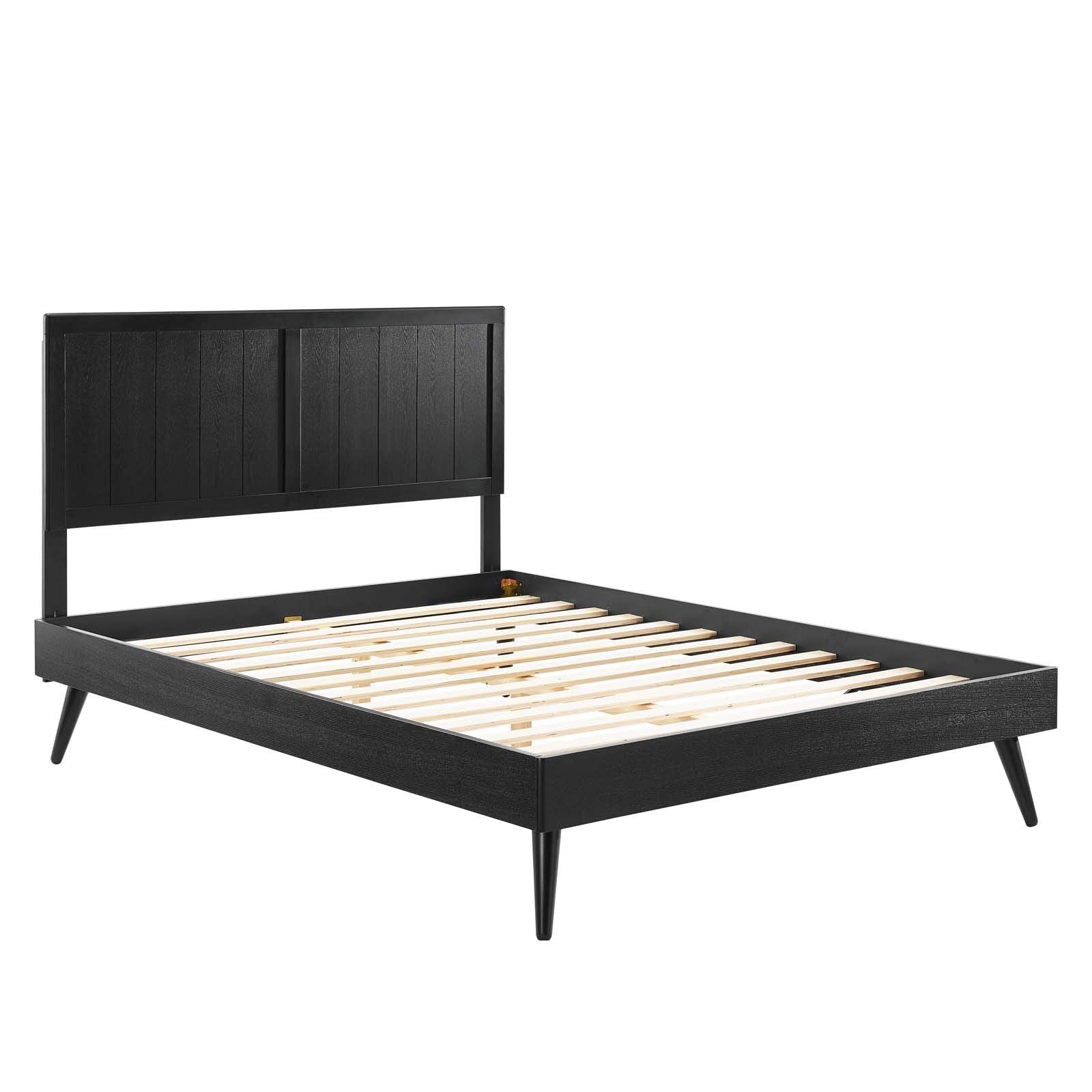 Modway Alana Wood Queen Platform Bed In Black With Splayed Legs