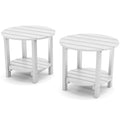 Yefu Adirondack Side Table, 18' Double Outdoor Side Table Set Of 2, Poly Lumber End Table, Weather Resistant For Indoor, Patio, Pool, Porch, Backyard-White