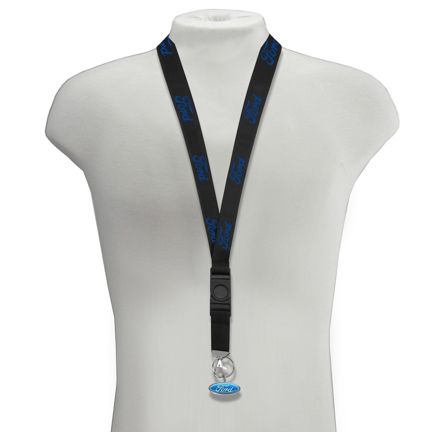 Ipick Image Made For Ford Logo Black Strap Id Holder Lanyard With 3D Ford Metal Key Chain Charm