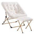 Oakham Comfy Chair For Adults, Soft Faux Fur Folding Lounge For Bedroom Living Room Dorm Rooms Flexible Reading Chair For Teens Kids, X-Large Foldable (Ottoman-White)