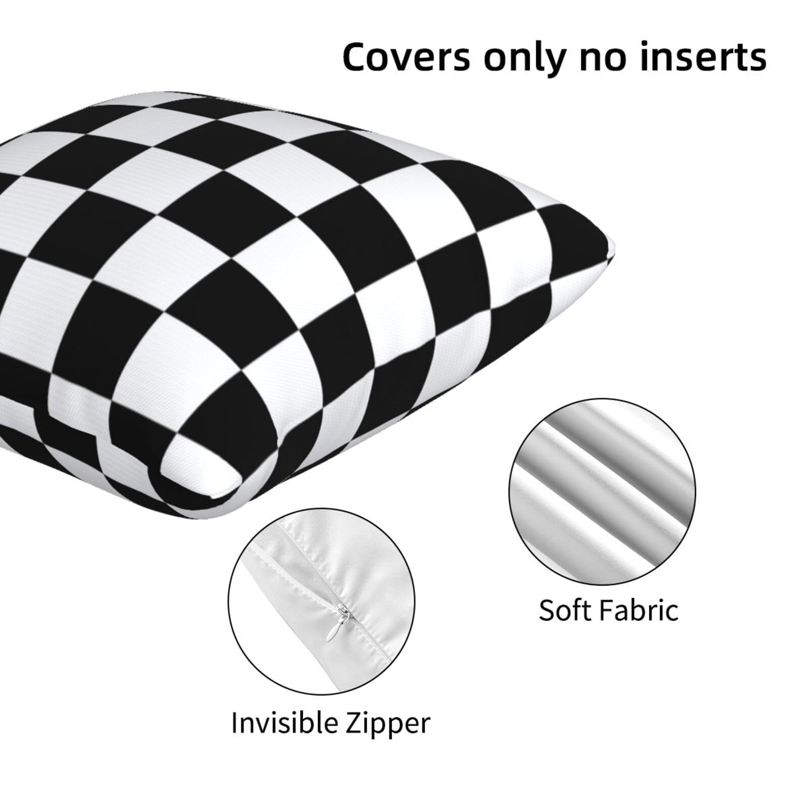 Checkered Pillow Covers 18X18 In Couch Black And White Plaid Pillow Case Sets Of 2 Modern Decorative Square Throw Pillows For Ho