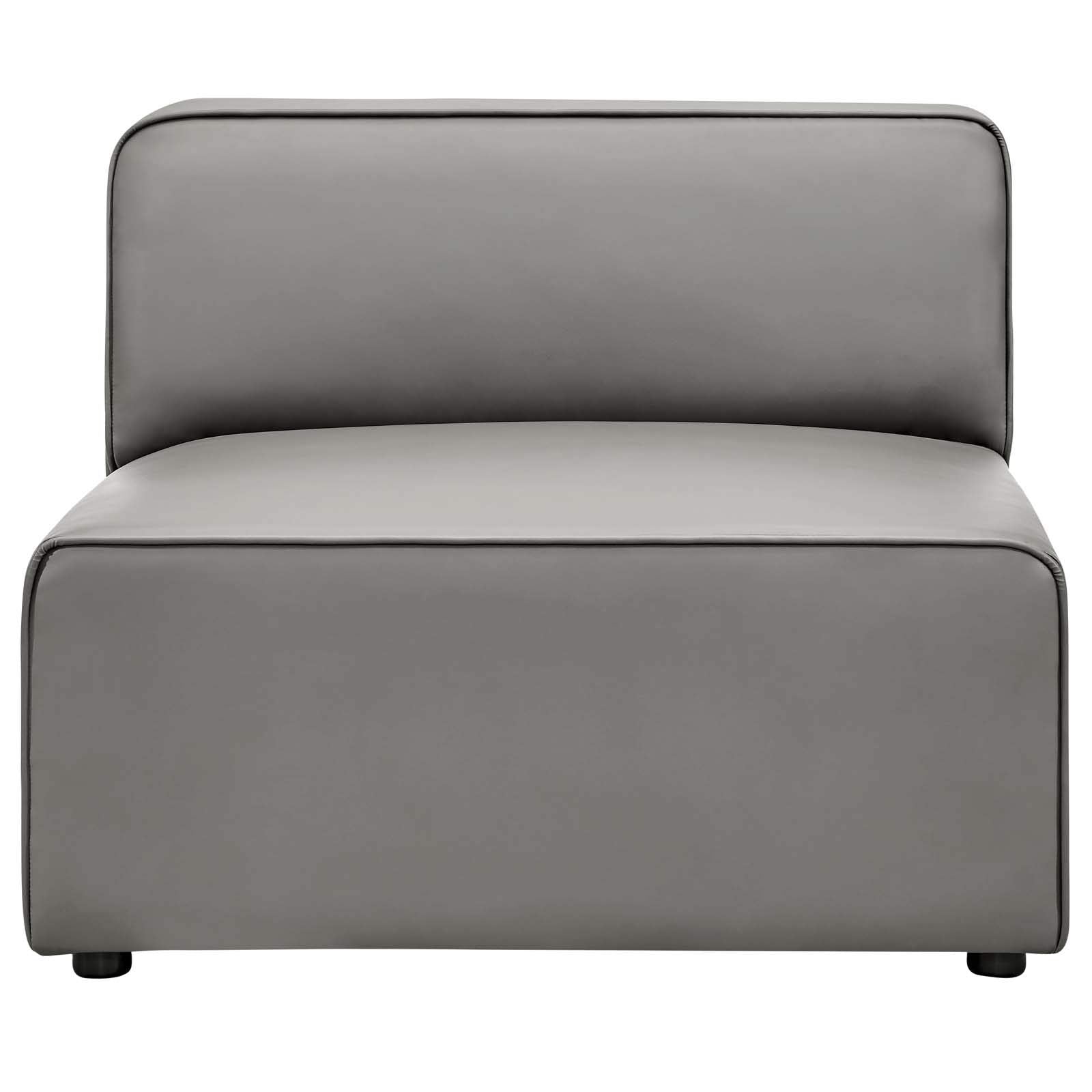 Modway Mingle Vegan Leather Sectional Sofa Armless Chair in Gray