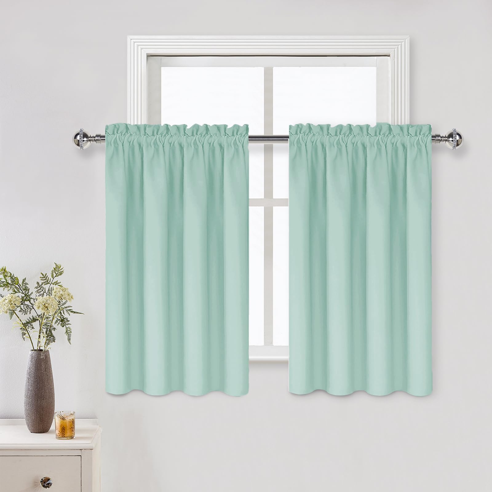 Dwcn Blackout Curtains For Living Room Thermal Insulated, Energy Saving & Noise Reducing Bedroom Curtains, Mint Green, W 42X L 3