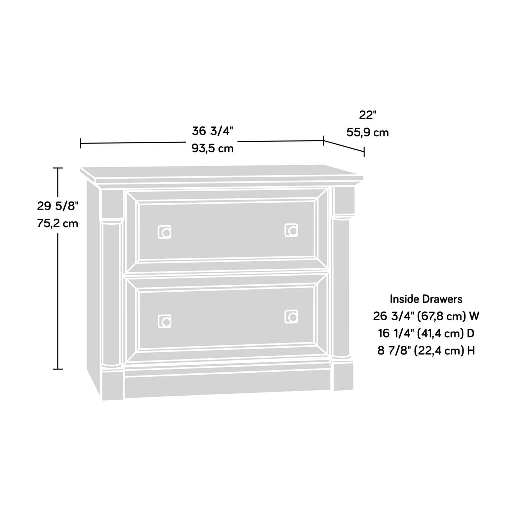Sauder Palladia Lateral File, L: 36.81' X W: 22.01' X H: 29.61', Glacier Oak