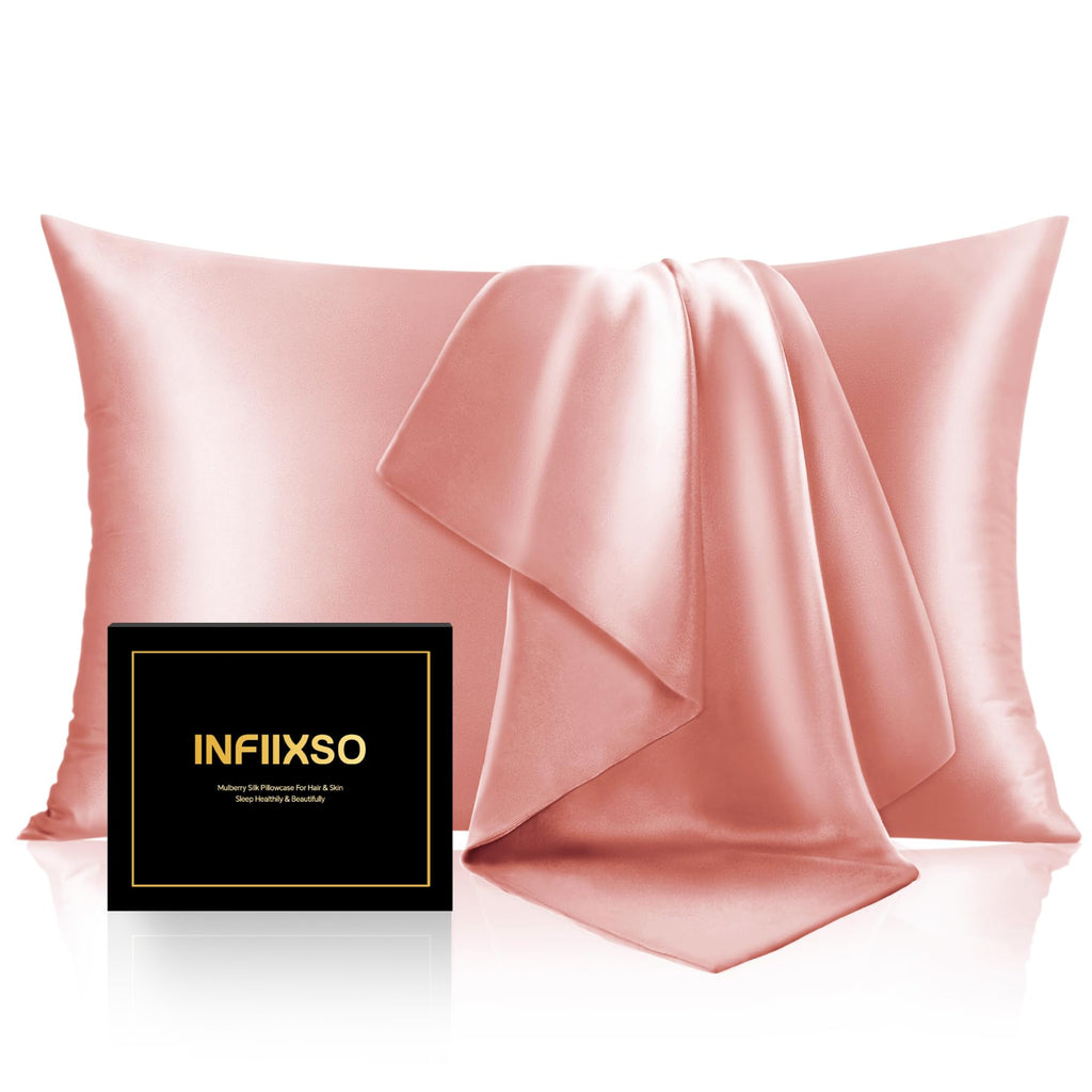 Infiixso Mulberry Silk Pillowcase For Hair And Skin, Silk Pillow Cases King Size With Hidden Zipper 20''X40'', Extraordinary Smo