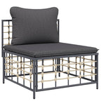vidaXL Patio Lounge Set - 6-Piece Anthracite Poly Rattan Outdoor Furniture Set with Cushions - Weather-Resistant, Modular Design, Sturdy Steel Frame