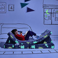 YOURIGAMI Kids and Toddler Play Couch, Convertible Folding Sofa, Durable Foam Modular Design, Glow in The Dark Dinosaur