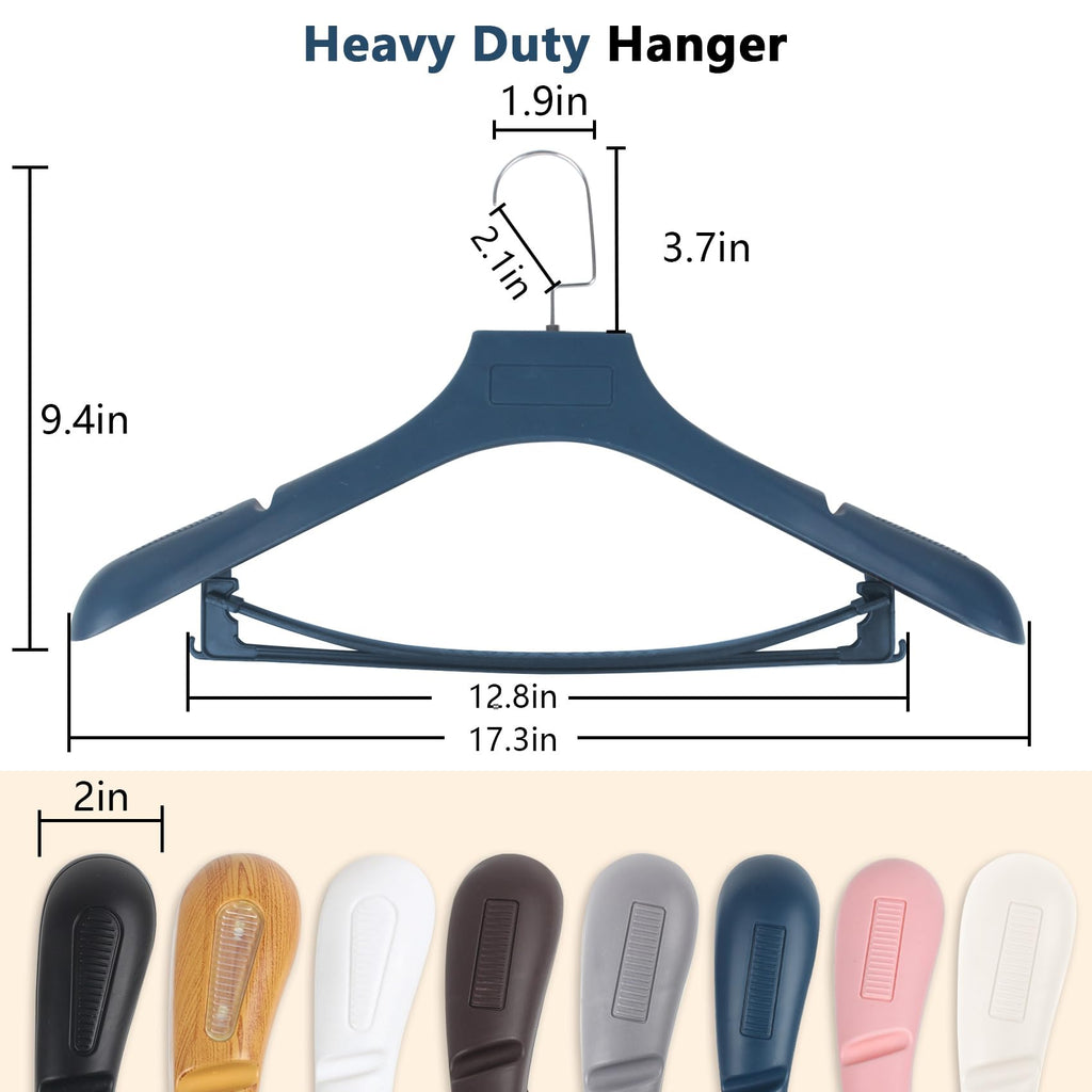 Dedu Plastic Extra Wide Shoulder Suit Hangers For Men 15 Pack Width 17.7'', Blue Sweater Hangers No Shoulder Bump Non Slip For T