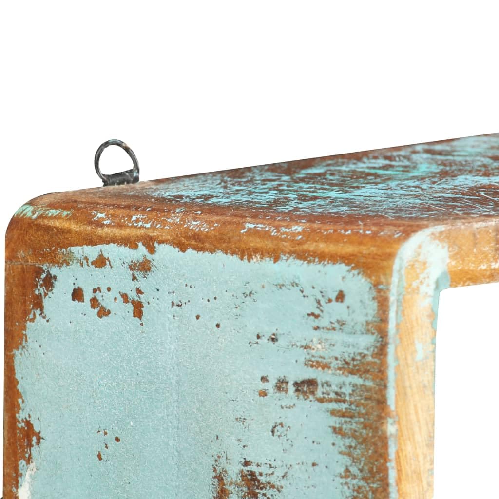 vidaXL 3-Piece Solid Reclaimed Wood Wall Cube Shelf Set - Retro Style Wall Mounted Display Racks for Home Decor, Books, Ornaments