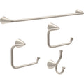 Delta ARV64-DN Arvo 4-Piece Bath Hardware Set 18-in Towel Bar w/ 6-in Extender, Toilet Paper Holder, Towel Ring, Hook, Brushed N