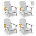 Greenvines Folding-Adirondack-Chairs-Set-Of-4 | Hdpe Plastic | Fire Pit Chair | All Weather | Cup Holder | White | For Deck Backyard Patio Outdoor Garden