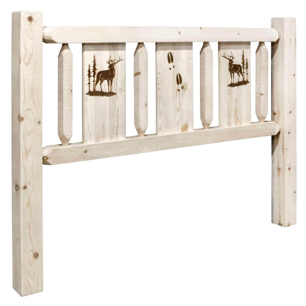 Montana Woodworks Homestead Collection Full Headboard w/Laser Engraved Elk Design, Ready to Finish