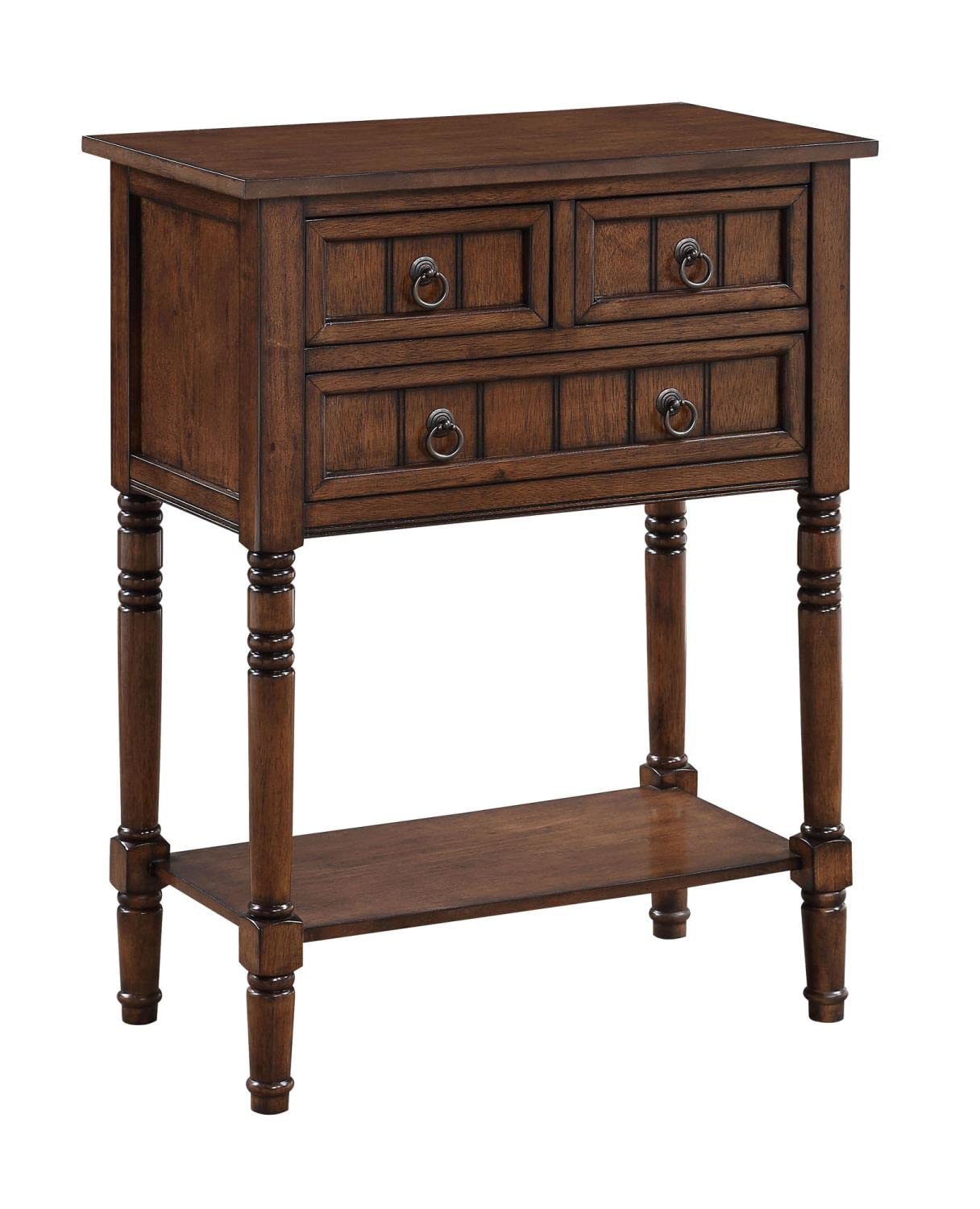 Convenience Concepts Kendra 3 Drawer Hall Table with Shelf, Dark Oak