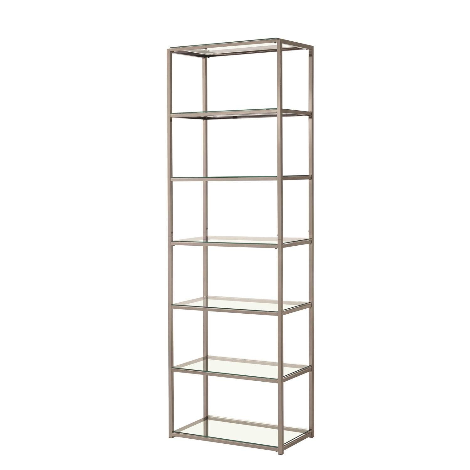Coaster Furniture Book Case Coaster Contemporary Black Nickel Finished Metal Bookcase with Glass Shelves 14&quot; D x 26&quot; W x 77.75&quot; H 801017