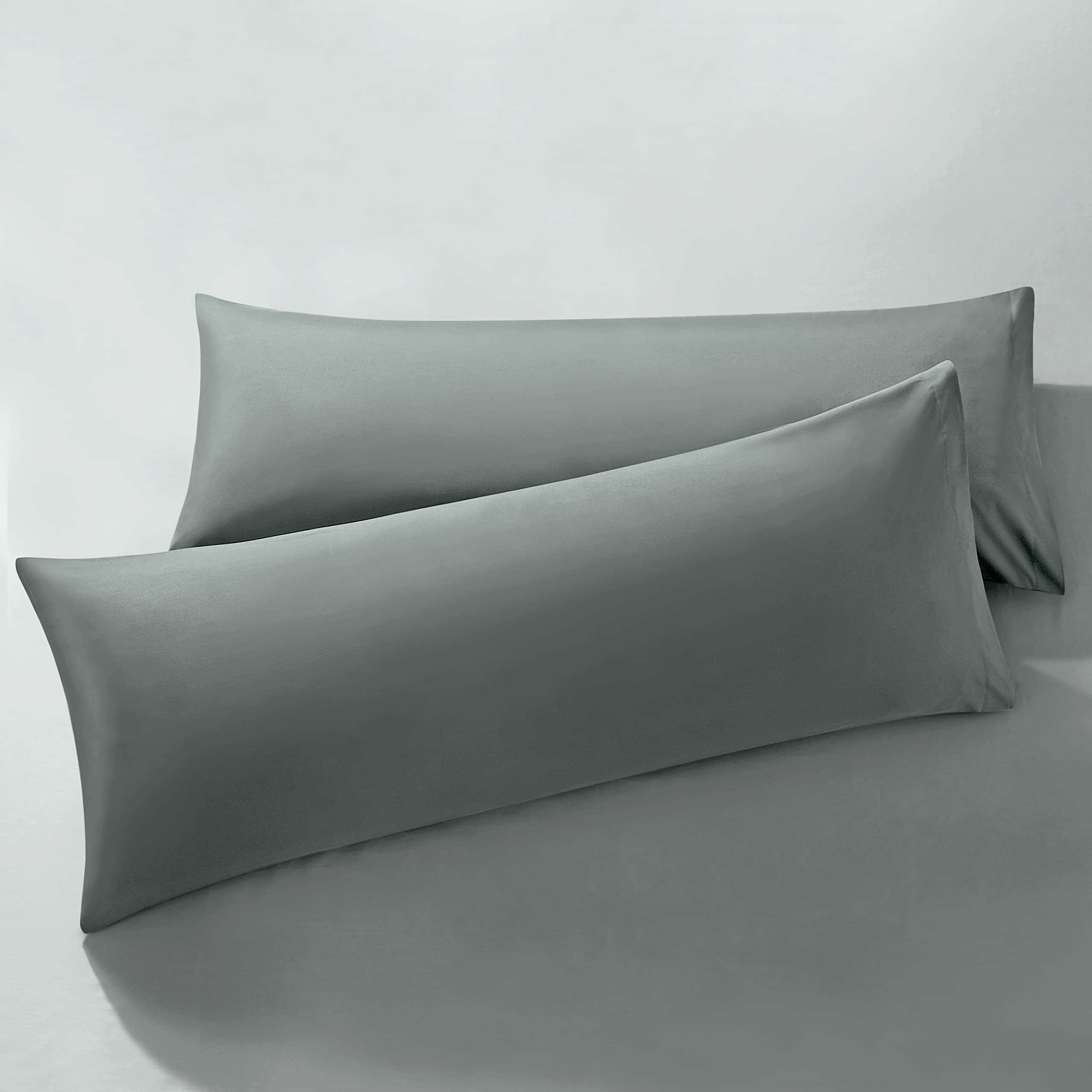 Milvowoc 2Pcs Brushed Microfiber Body Pillowcases - 20 X 48 Inch, Dark Grey Pillow Case Set Non Slip Envelope Pillow Cover With