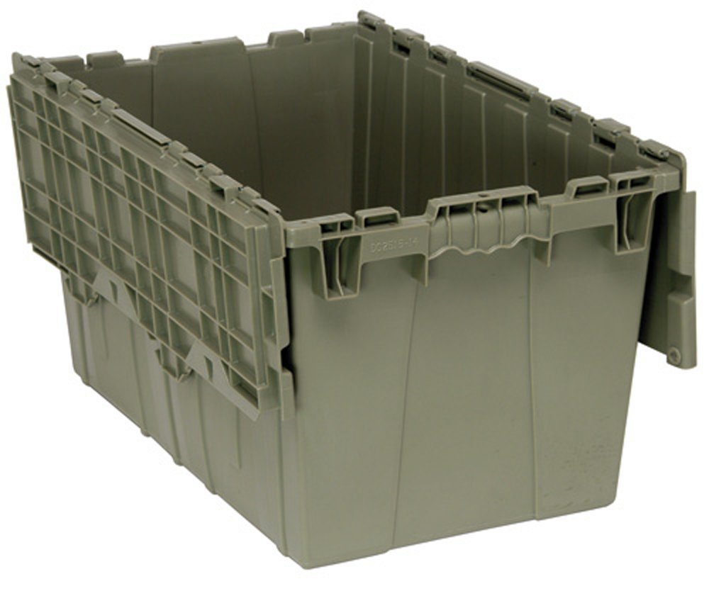 Quantum QDC2515-14 Plastic Storage Container with Attached Flip-Top Lid, 25 x 15 x 14, Gray